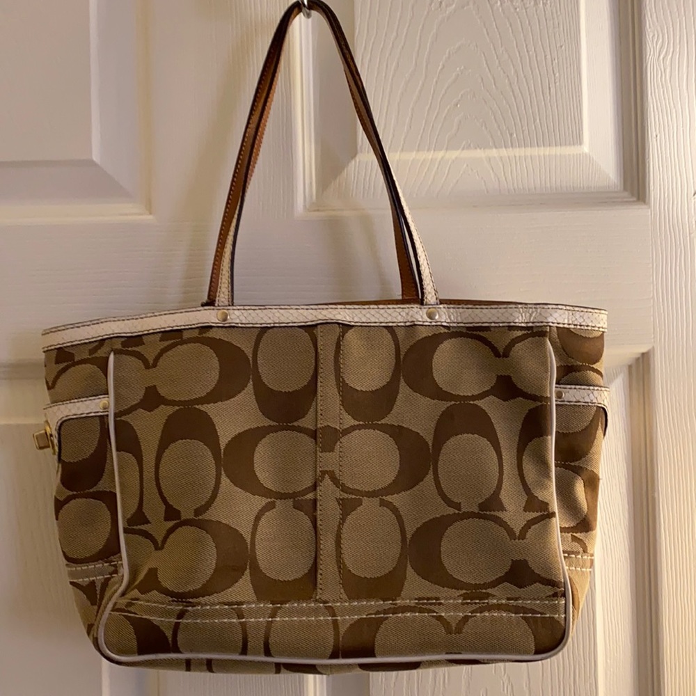 Vintage Coach Signature Canvas Tote Bag
